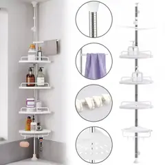 GENERICO - ESQUINERO BAÑO DUCHA ESTANTE 4 NIVELES ORGANIZADOR DE BAÑO PLEGABLE