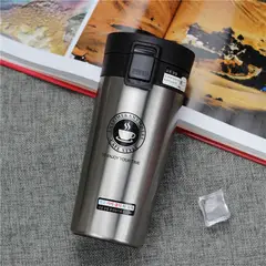 GENERICO - Taza de café viajera aislada de doble pared de acero inoxidable plateado