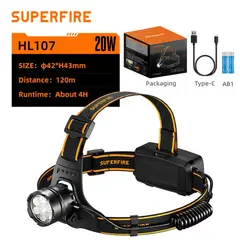 SUPER - Linterna Frontal Con Sensor Led Superfire Hl107 De 1500 Lúmenes