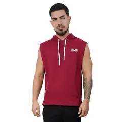 M MUSCLE MUSEUM - Polera Manga Cero Rojo y Blanco con Bolsillo delantero con cierre