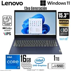 LENOVO - Laptop Ideapad Slim 3 Intel Core i7-13620H 16GB RAM 1TB SSD 15.3" WUXGA - 83K100NALM