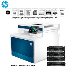 HP - Impresora Multifuncional Color LaserJet Pro 4303fdw Duplex Wifi ADF