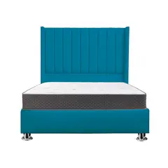 MUEBLES MACRUMO - Combo Cama tapizada Barcelona - Queen Turquesa +Colchón Semiortopédico