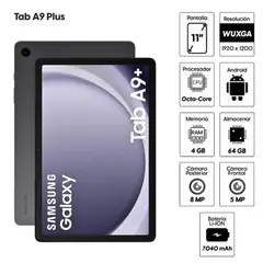 SAMSUNG - Tablet Galaxy Tab A9 Plus 11 WUXGA 4GB RAM 64GB Graphite