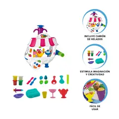 RYBIU IMPORT - Pack6 Carrito Heladero con Plastilina en Rosado y Blanco