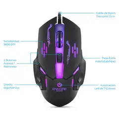 ENKORE - Mouse Gamer LED 6B 3600DPI Alámbrico Bravio EKM 313