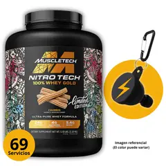 Muscletech - NITROTECH GOLD 5LB CHURRO + PORTASUPLEMENTOS - PROTEÍNA WHEY
