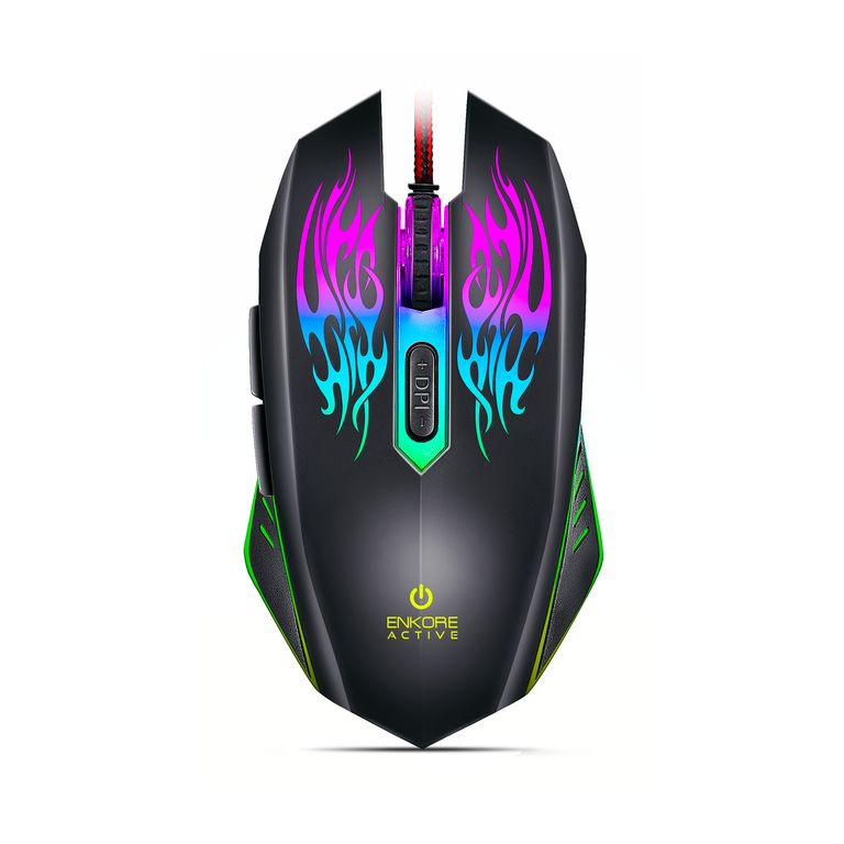 Mouse Gamer 7LEDS 6B 3200DPI Alámbrico Negro Active EKM 300