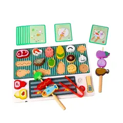 GENERICO - Set de Parrilla de Barbacoa Juguete de Madera Montessori Juego de Cocina para Niños