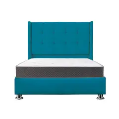 MUEBLES MACRUMO - Combo Cama tapizada Atenas - 1.5 Plz - Turquesa+Colchón Semiortopédico