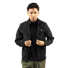 DM DEXMEN - Casaca Dexmen Cuero Gamuza Negro