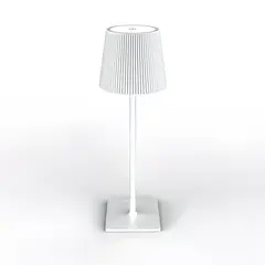 PIA COPELLO STORE - Lámpara de Mesa Inalámbrica a Rayas Base Cuadrada - Blanco