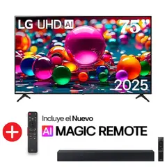 LG - TELEVISOR 75 UHD 4K THINQ AI SMART TV 75UA8050PSA - 2025 + SOUNDBAR SAMSUNG HW-B400F