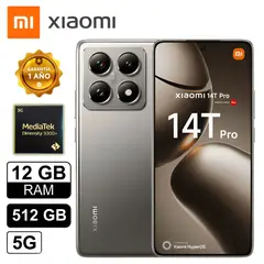 XIAOMI - Celular 14T Pro 12 GB 512 SSD 5G AMOLED IP68 Gris Titan