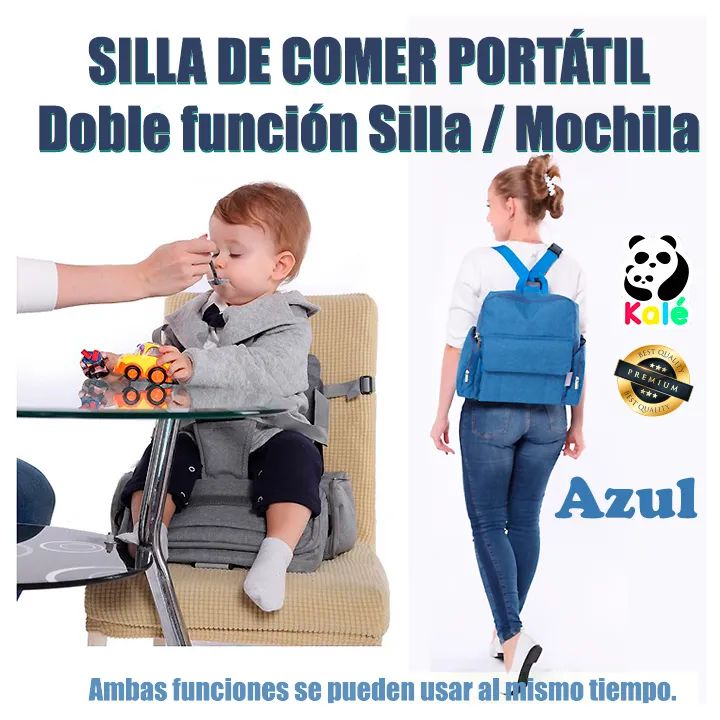 Silla de Comer Portátil para Bebé 2en1 Mochila Pañalera con Armazón Rígido Reforzado