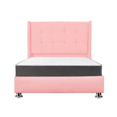 MUEBLES MACRUMO - Combo Cama tapizada Atenas - 1.5 Plz Rosado + colchón semiortopédico