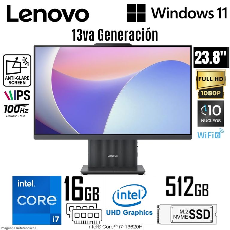 All in One Ideacentre Intel Core i7-13620H 16GB RAM 512GB SSD 23.8" FHD