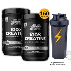 MUSCLETECH - CREATINAS PLATINUM DE DE 400gr 2und CON SHAKER - CREATINAS MONOHIDRATADA