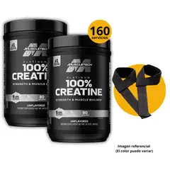 MUSCLETECH - CREATINAS PLATINUM DE DE 400gr 2und CON STRAPS - CREATINAS MONOHIDRATADA