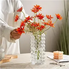 PIA COPELLO STORE - Florero de Vidrio Transparente Circular Alto