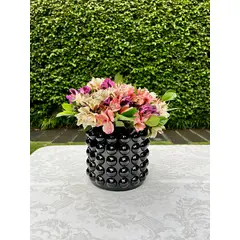 PIA COPELLO STORE - Florero de Vidrio Negro Circular Pequeño