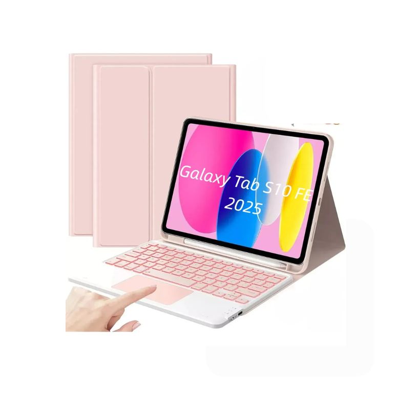 Funda cover con Teclado Touch para Samsung Tab S10 - s10 FE rosado