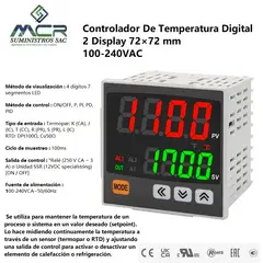 GENERICO - CONTROLADOR DE TEMPERATURA DIGITAL 2 DISPLAY 72X72mm 100-240VAC
