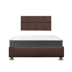 MUEBLES MACRUMO - Combo Cama tapizada Serena - Queen Marrón + Colchón semiortopédico
