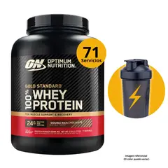 OPTIMUM NUTRITION - GOLD STANDARD WHEY 5LB DOUBLE RICH CHOCOLATE + SHAKER - PROTEÍNA WHEY