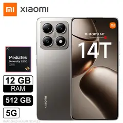 XIAOMI - Celular 14T 12 GB 512 SSD 5G AMOLED IP68 Gris Titan