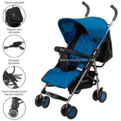 EBABY - Coche Bastón Reclinable Zazu EB217-1 Azul