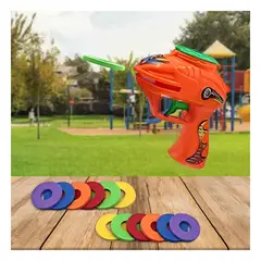GENERICO - Pack4 Lanzador Infantil Incuye Discos en Anaranjado