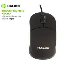 HALION - Mouse Alambrico TRIDENT HA-M814 USB DPI 1200