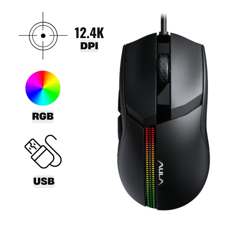 Mouse Gamer F813 Pro DPI 12,400 Con Software RGB