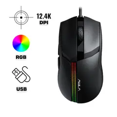 AULA - Mouse Gamer F813 Pro DPI 12,400 Con Software RGB