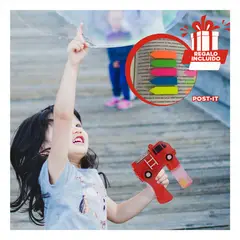 RYBIU IMPORT - Maquina Burbujas de Carro Bombero Rojo Y+Post-it Adhesivos