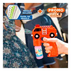 RYBIU IMPORT - Pack2 Lanzador Moderno de Burbujas Rojo Y+Papel de Regalo