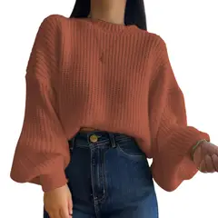 GENERICO - Chompa Mujer 233 Fort-25 Dralom Lana Con Peluche Color Camello