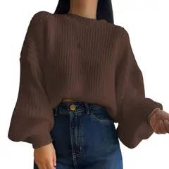 GENERICO - Chompa Mujer 233 Fort-25 Dralom Lana Con Peluche Color Marron