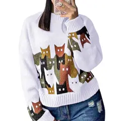 GENERICO - Chompa Unisex 463G-27 Hilo Alpino Barnizado En Los Gatos Color Blanco