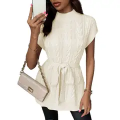 GENERICO - Chompa Mujer Dralom Lana Lazo Doble Abertura 127G-30 Color Perla