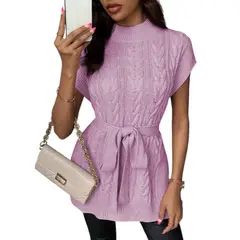 GENERICO - Chompa Mujer Dralom Lana Lazo Doble Abertura 127G-30 Color Rosa