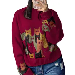 GENERICO - Chompa Unisex 463G-27 Hilo Alpino Barnizado En Los Gatos Color Vino