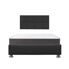 MUEBLES MACRUMO - Combo Cama tapizada Serena - Queen Negro + Colchón Semiortopédico