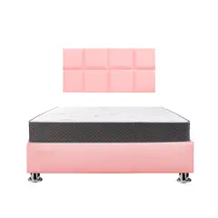 MUEBLES MACRUMO - Combo Cama tapizada Serena - Queen Rosado