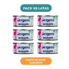 ORIGENS - Pack x6 Cat filete de Atún y Camarón 85 gr