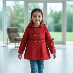 GENERICO - Abrigo NIña con Capucha - Rojo - Angela Kids