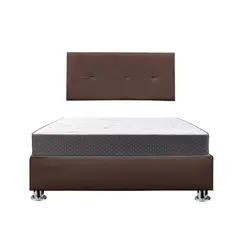 MUEBLES MACRUMO - Combo Cama tapizada Brisa - Queen Marrón + colchón semiortopédico