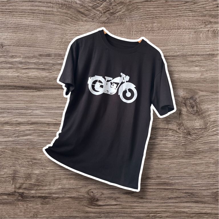 Polo de Moto Chopper Burnout Peru Camiseta Algodon Vintage Negro