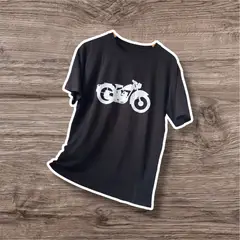 GENERICO - Polo de Moto Chopper Burnout Peru Camiseta Algodon Vintage Negro